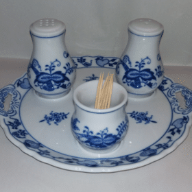 Hagymamintás porcelán - Asztali készlet - só, bors, fogpiszkáló - eredeti Hagymamintás porcelán 1. minőség