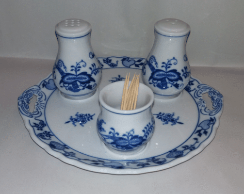 Hagymamintás porcelán - Asztali készlet - só, bors, fogpiszkáló - eredeti Hagymamintás porcelán 1. minőség