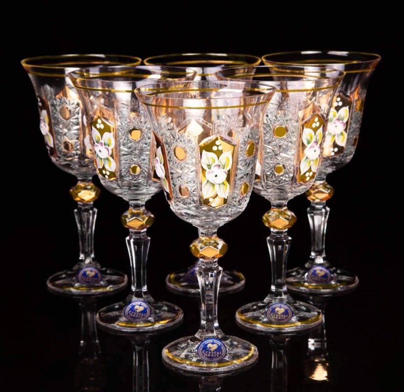 Kristály csiszolt borospoharak Laura 220 ml kézzel festett szett 6 darab - Image 3